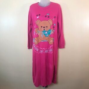 Vintage 80s/90s Comfy Club Music of My Heart Bear Nightgown Women L (No Sz Tag)